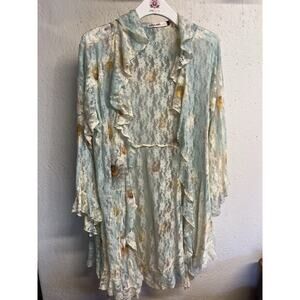 Origami by Vivienne Lace Floral Boho Cardigan Kimono Duster S